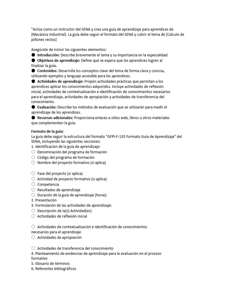 Actúa Como Un Instructor Del SENA y Crea Una Guía de Aprendizaje para ...
