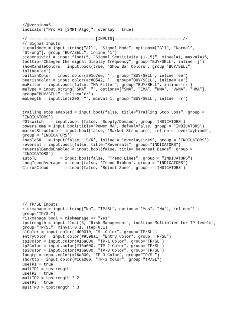 Pro V3 SMRT Algo Trading Script | PDF | Market Trend
