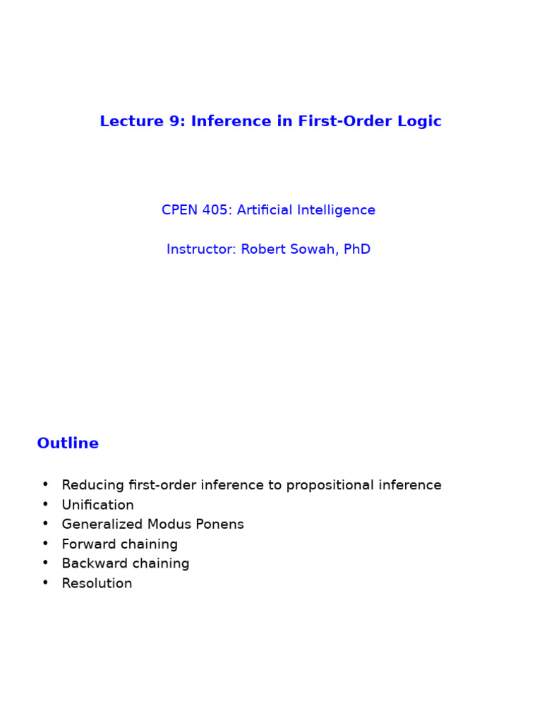 First-Order Logic Inference Methods | PDF | Mathematical Logic | Logic