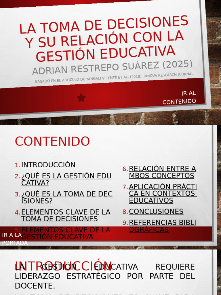 Presentación Toma de Decisiones y Gestión Educativa | PDF | Evaluación ...