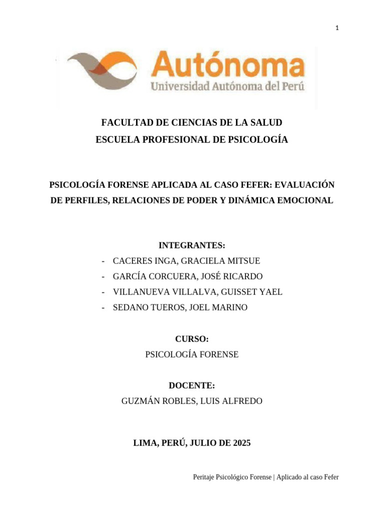 Corregido Psicología Forense Aplicada Al Caso Fefer | PDF | Las ...