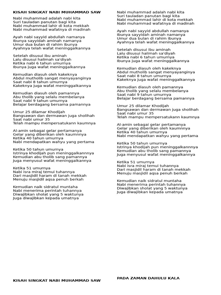 Lirik Lagu Untuk Maulid Nabi Muhammad | PDF