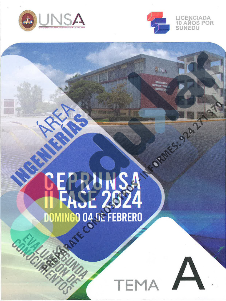 Examen de Admisión CEPRUNSA II Fase 2024 (2da Evaluación) | PDF
