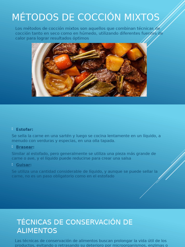 Métodos de Cocción Mixtos y Técnicas | PDF | Cocinando | Alimentos