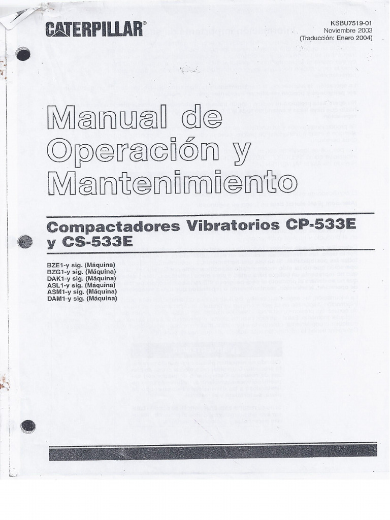 Manual Operacion Rodillo CAT CS-533E | PDF