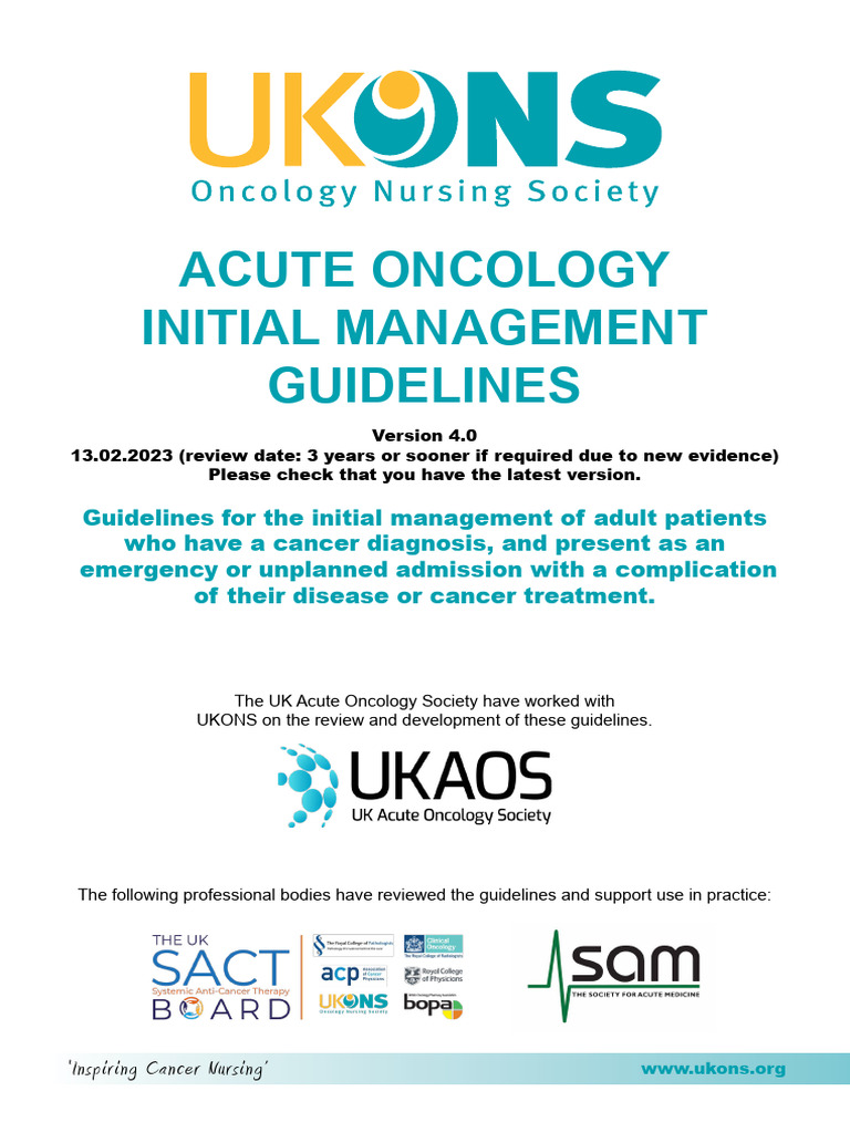 UKONS Acute Oncology Management Guidelines | PDF | Constipation | Oncology