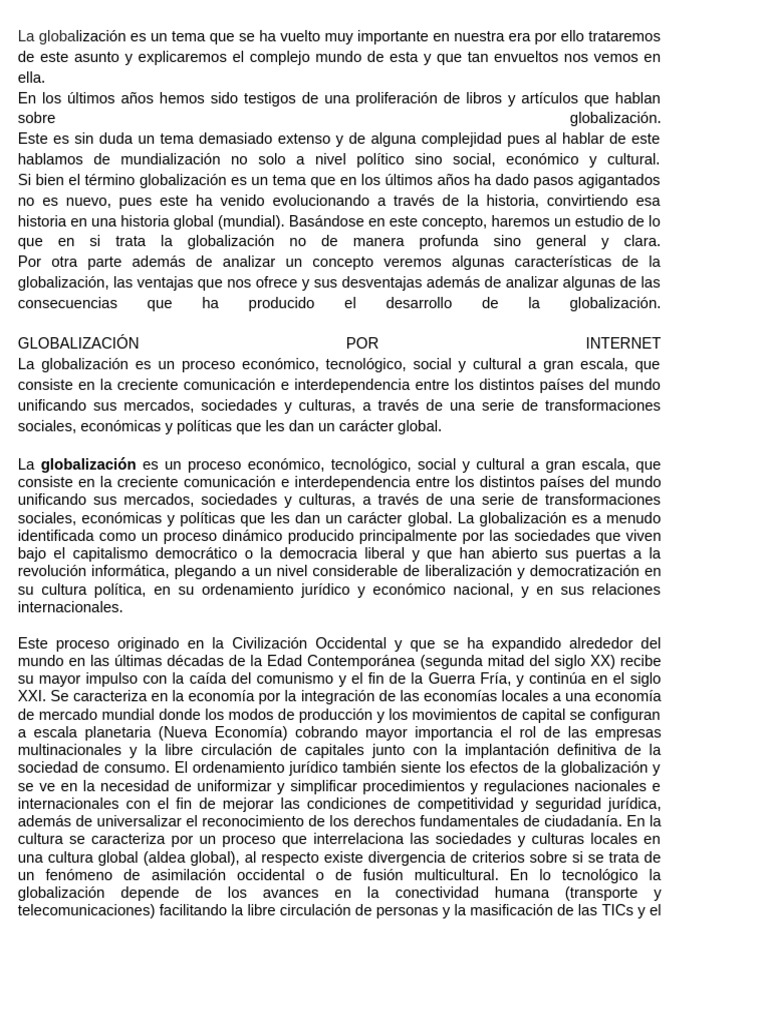 Globalización y su impacto en Internet | PDF | Globalización | Ciencias ...
