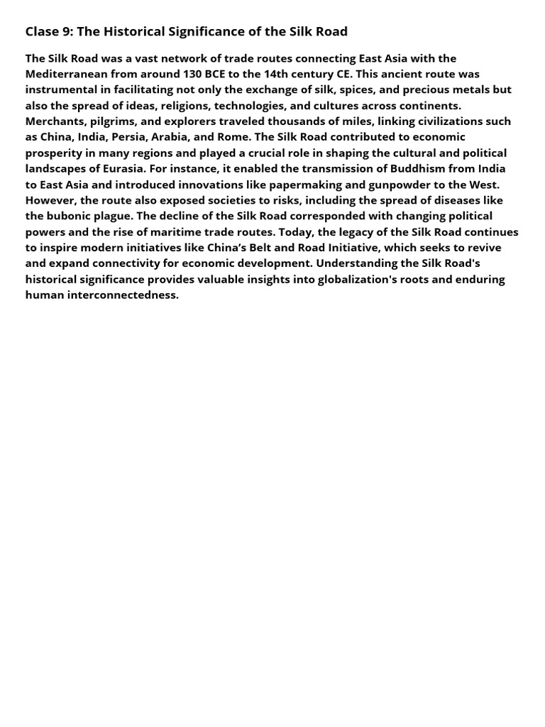 Historical Impact of the Silk Road | PDF