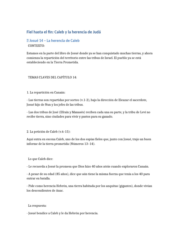 Estudio Completo Caleb | PDF | Joshua | Libro de números