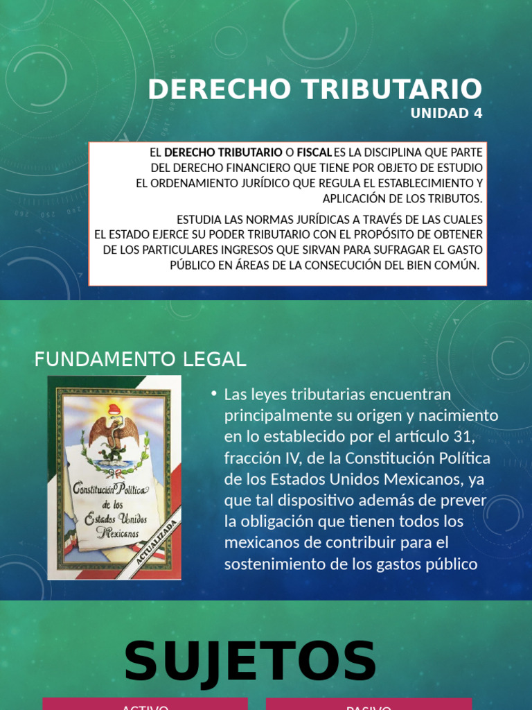Derecho Tributario y Obligaciones Fiscales | PDF | Impuesto sobre la ...