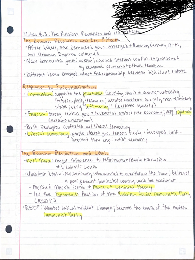 Notes 8.3 The Russian Revolution and Its Effects | PDF
