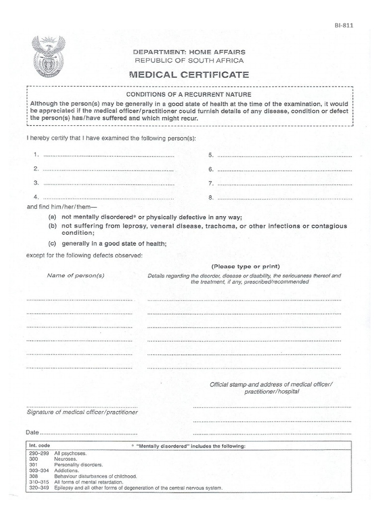 BI-811 - Medical Certificate | PDF
