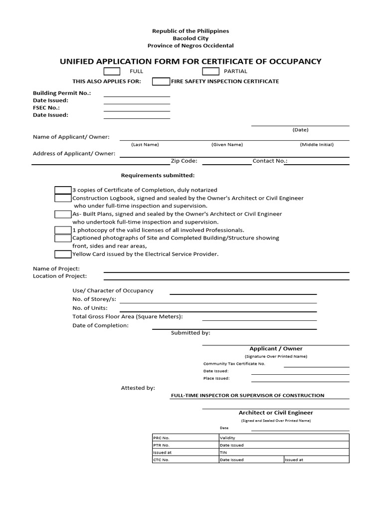 Unified Occupancy Permit | PDF