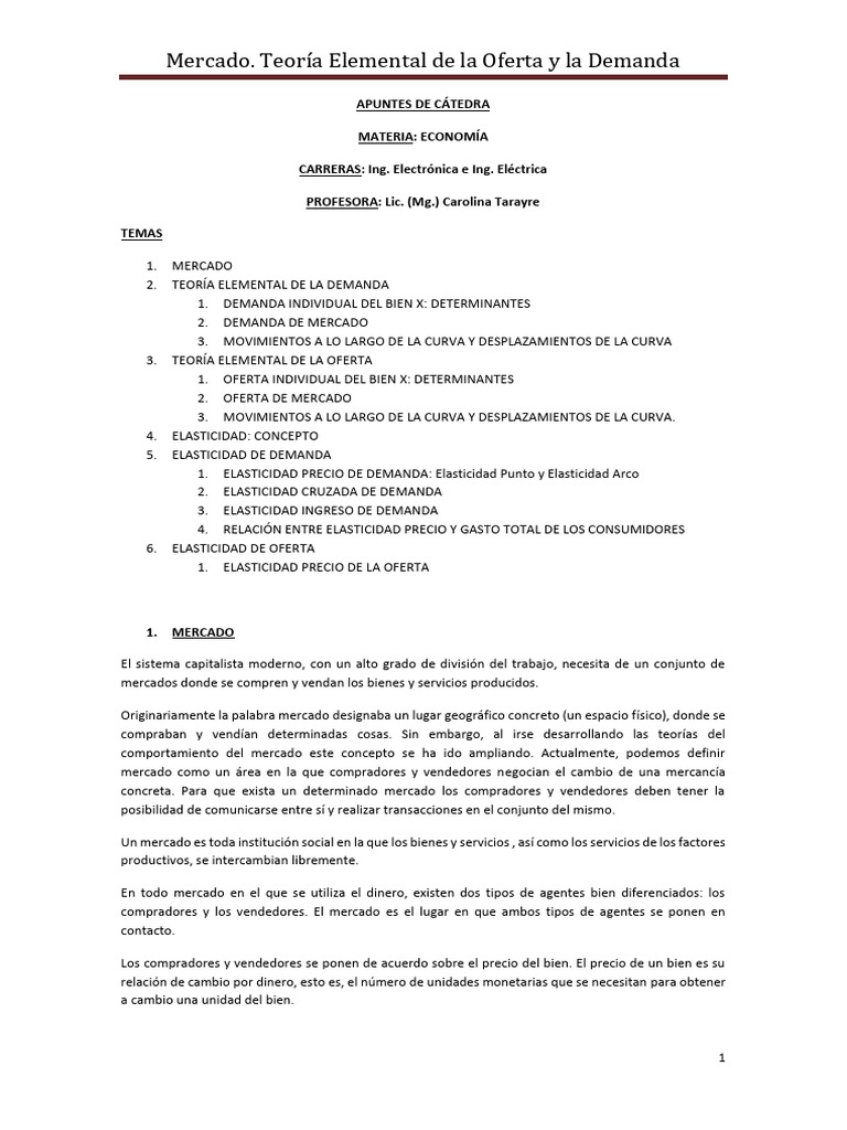 Teoría de Oferta y Demanda en Economía | PDF | Oferta (economía ...