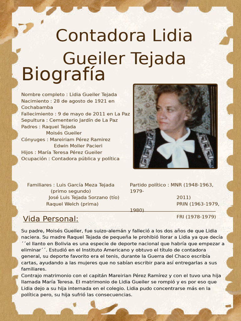 Biografía de Lidia Gueiler Tejada | PDF | Bolivia