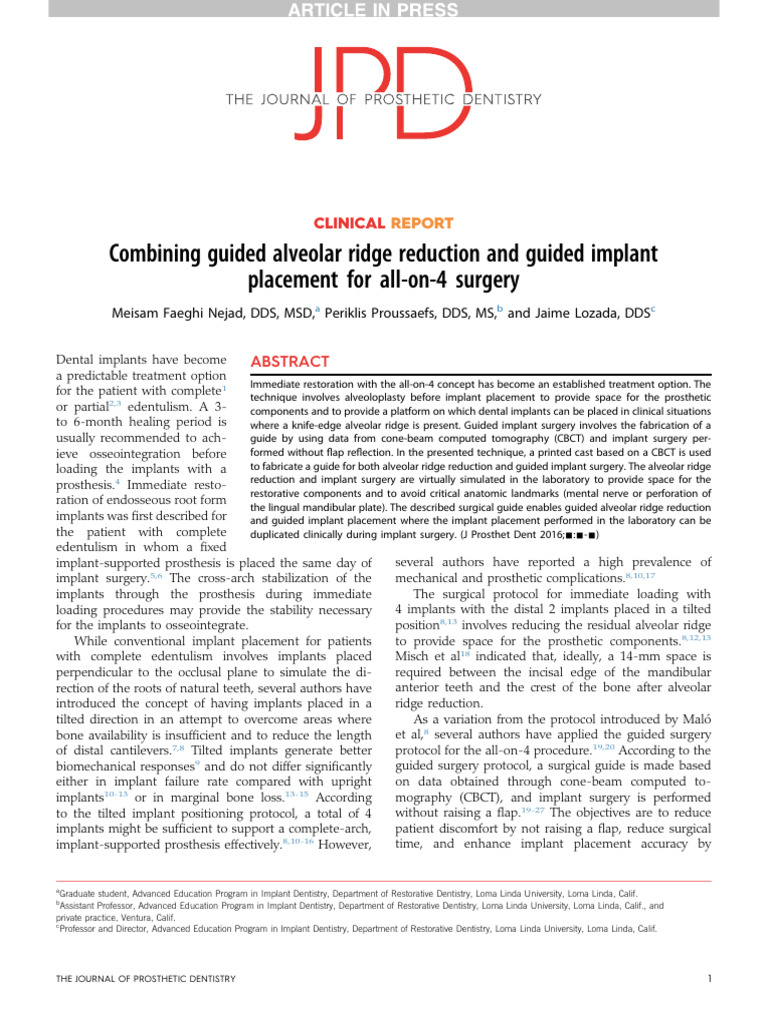 Guided Ridge Reduction & Implant Placement | PDF | Dental Implant ...