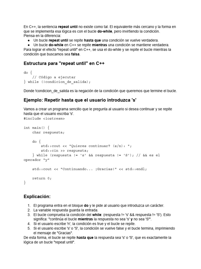 Repeat Until en C - , Sencillo Por Favor | PDF
