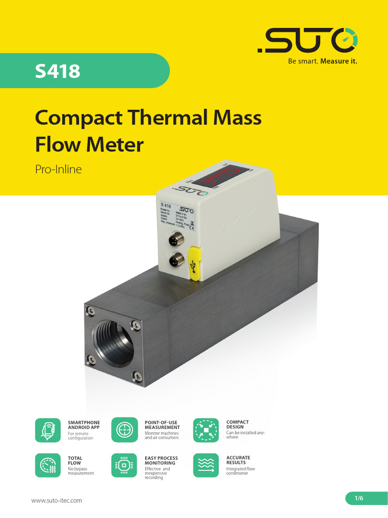 S418 Portable Thermal Mass Flow Meter | PDF | Flow Measurement | Gases