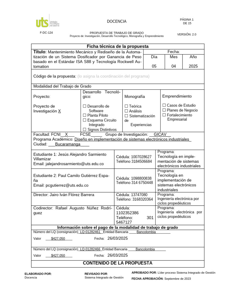 F DC 124 Propuesta V1 | PDF | Estilo apa | Software