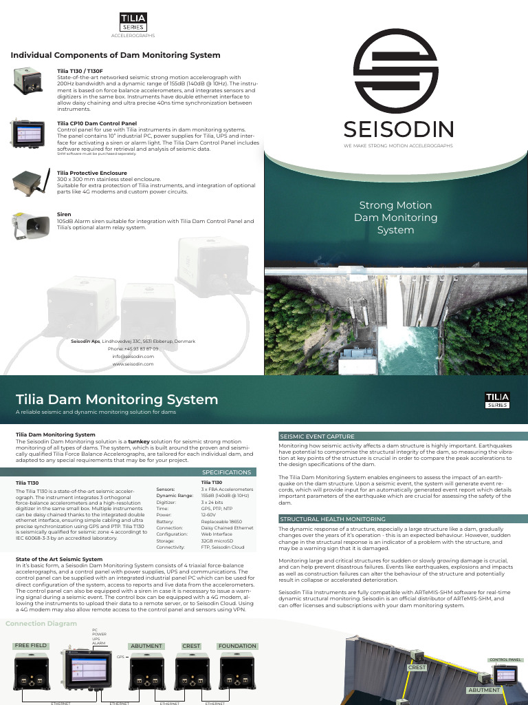 Tilia Dam Solution 4 Page Brochure V2 | PDF | Accelerometer | Earthquakes