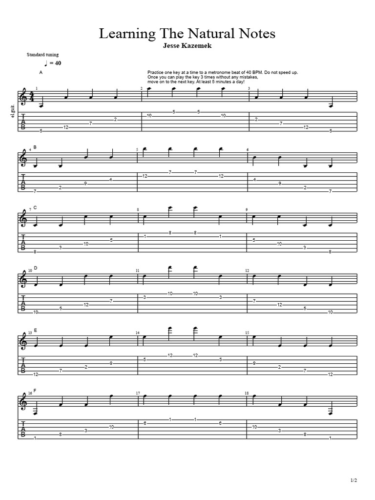 Natural Notes Practice Guide | PDF | Elements Of Music | Musical Forms