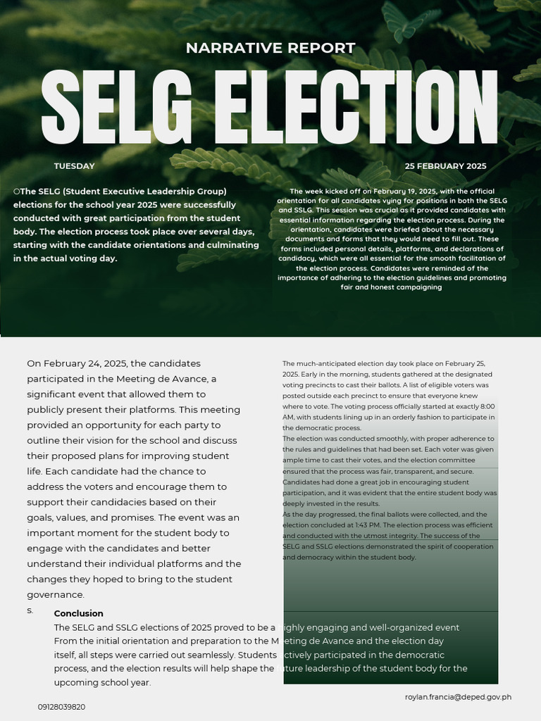 2025 SELG Election Report and Results | PDF | Elections | Voting