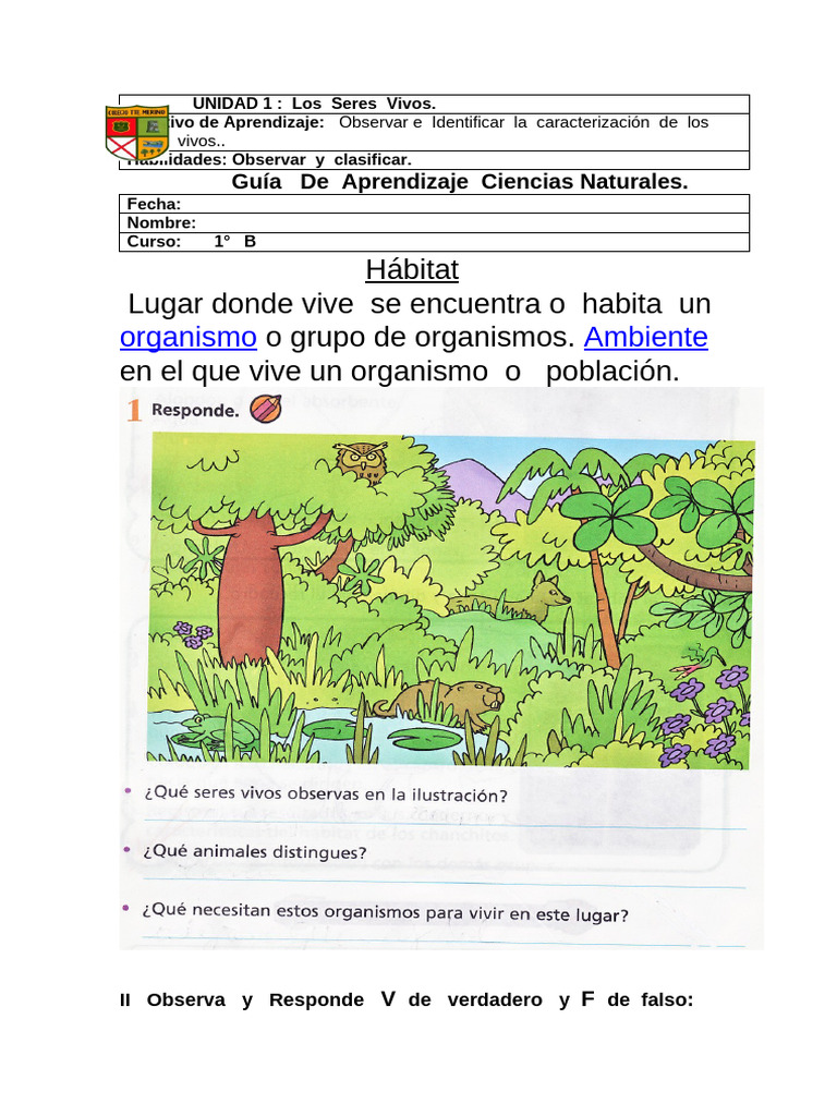 Hábitats y seres vivos para niños | PDF