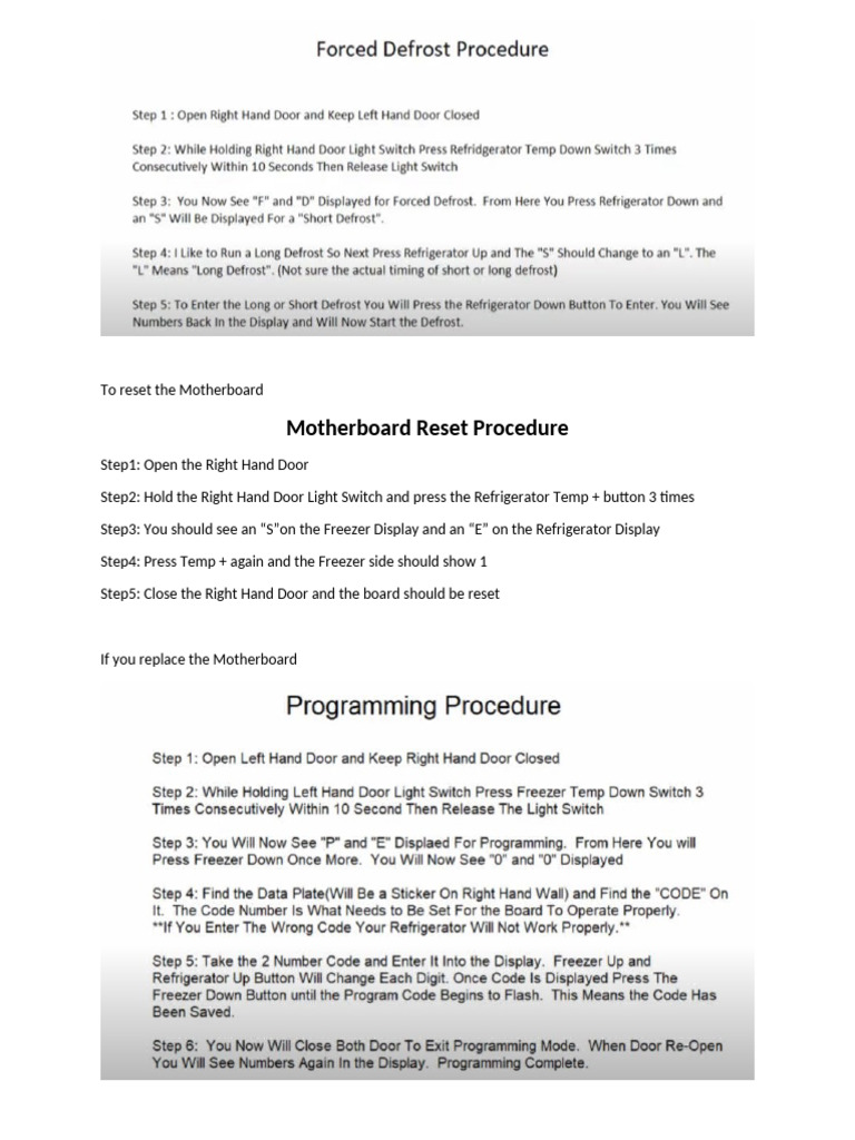 WhirlPool Refrigerator Programming | PDF