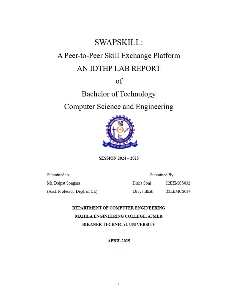 SwapSkill: Peer-to-Peer Skill Exchange | PDF | Educational Technology ...