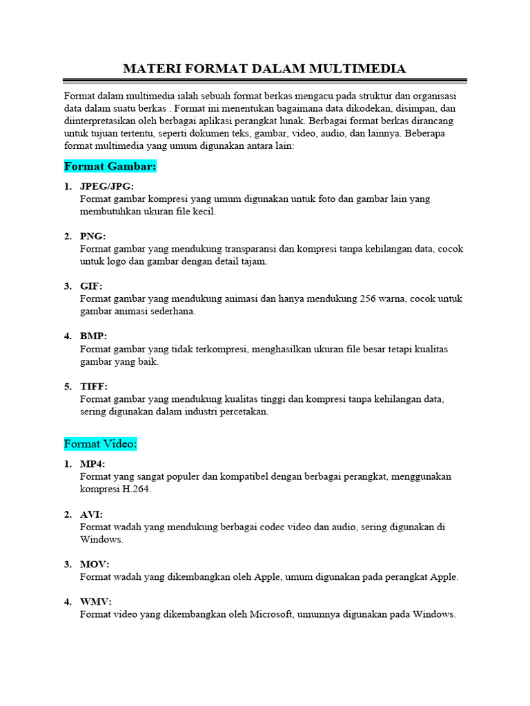 Format File dalam Multimedia | PDF