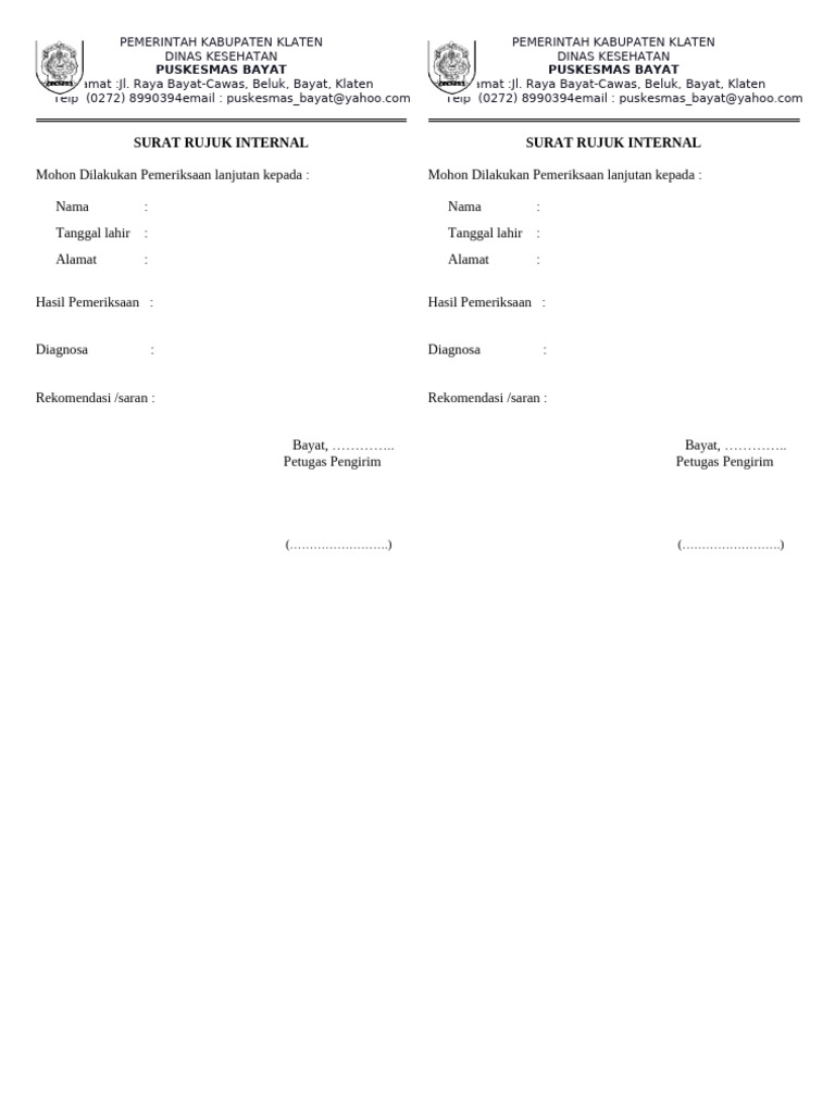 Form Rujuk Internal | PDF