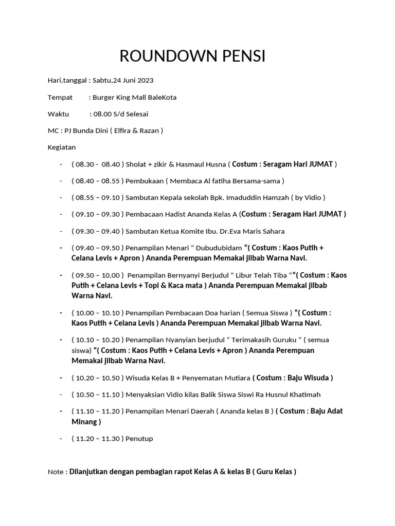 Roundown Pensi | PDF