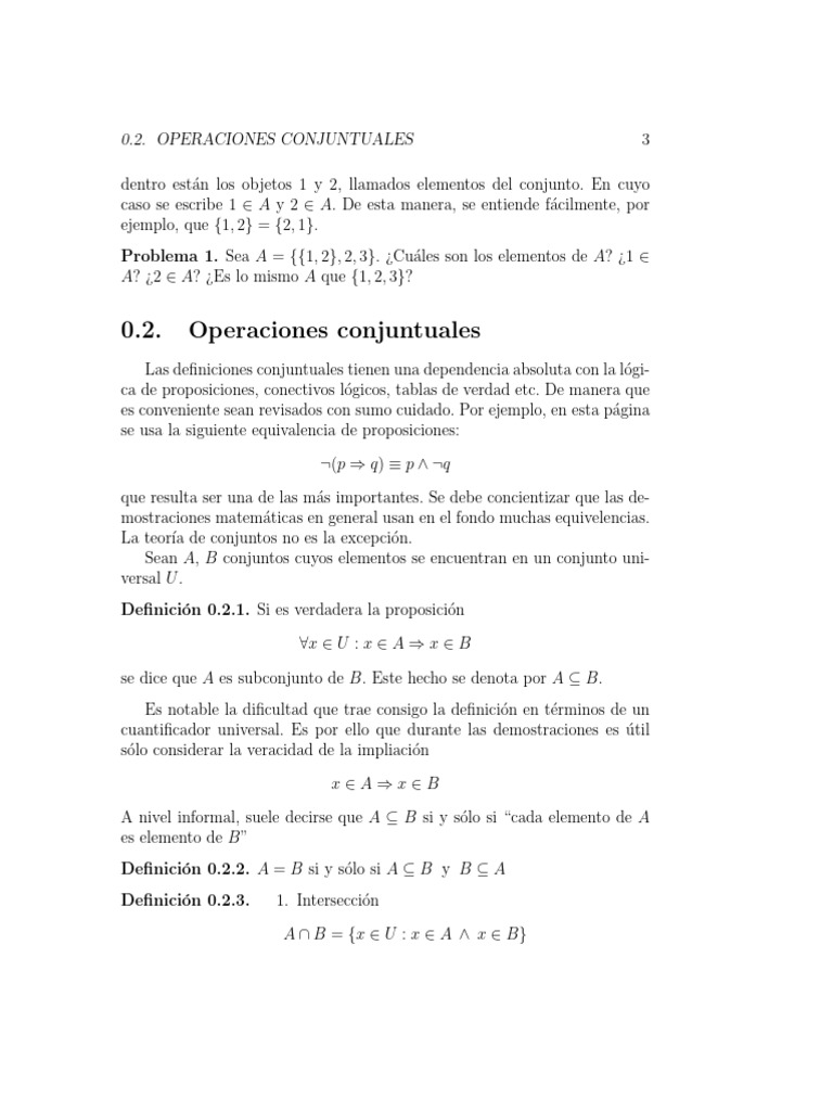 Operaciones y propiedades de conjuntos | PDF | Proposición | Si y solo si