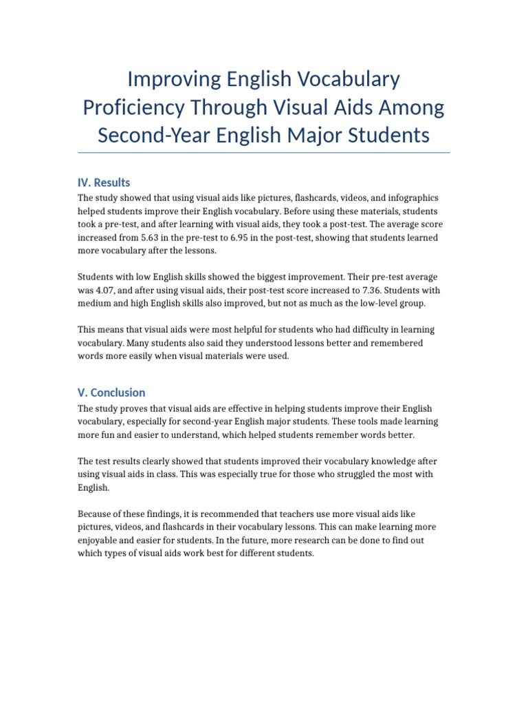Results and Conclusion Visual Aids | PDF