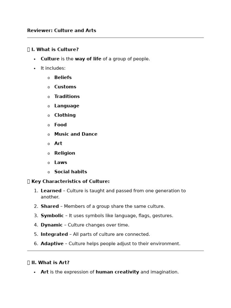 Reviewer Culture and Arts | PDF | Traditions | Liberal Arts Education