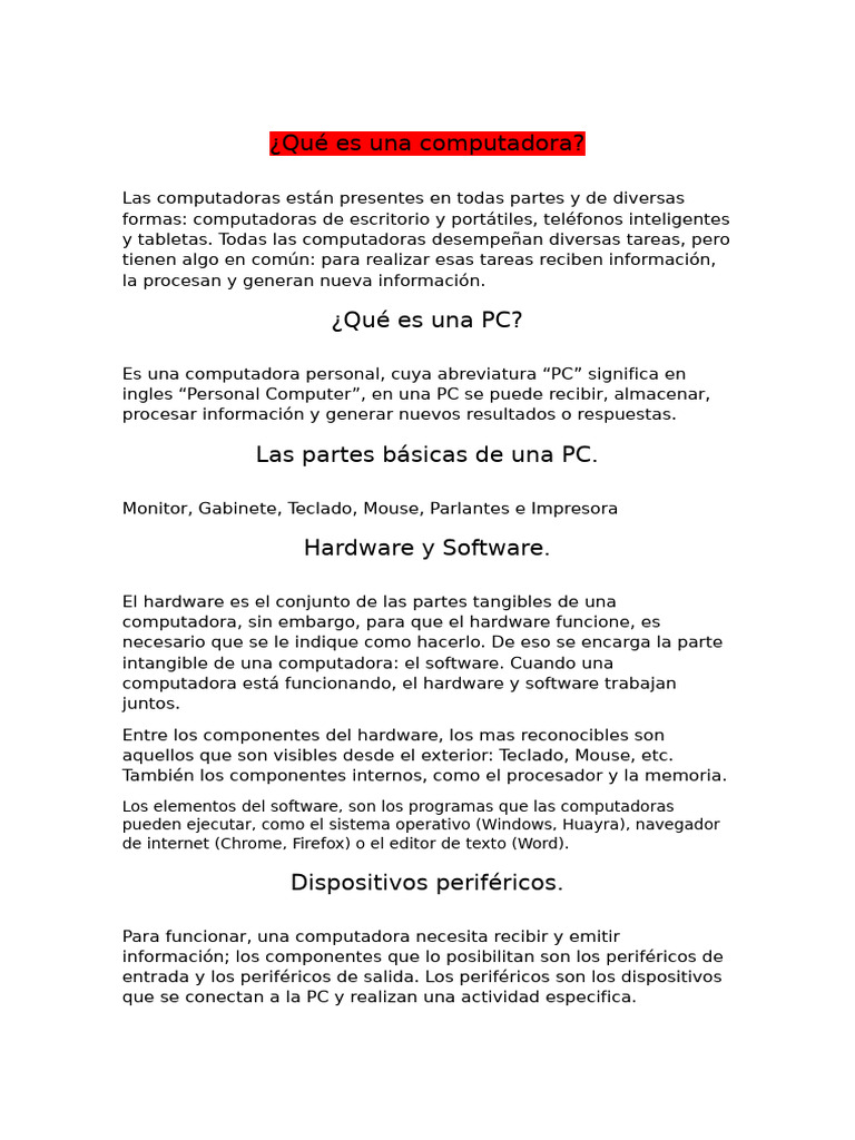 Clase 1 de Informatica - Docx - 0 | PDF | Hardware de la computadora ...