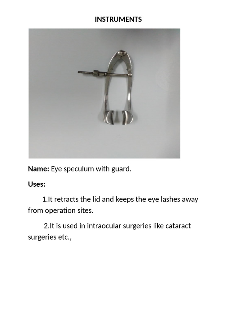 Key Ophthalmic Instruments and Uses | PDF | Eye | Ophthalmology