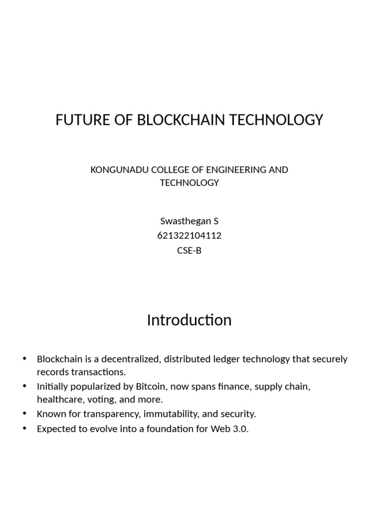 Future of Blockchain Technology Styled | PDF | Bitcoin | Distributed ...