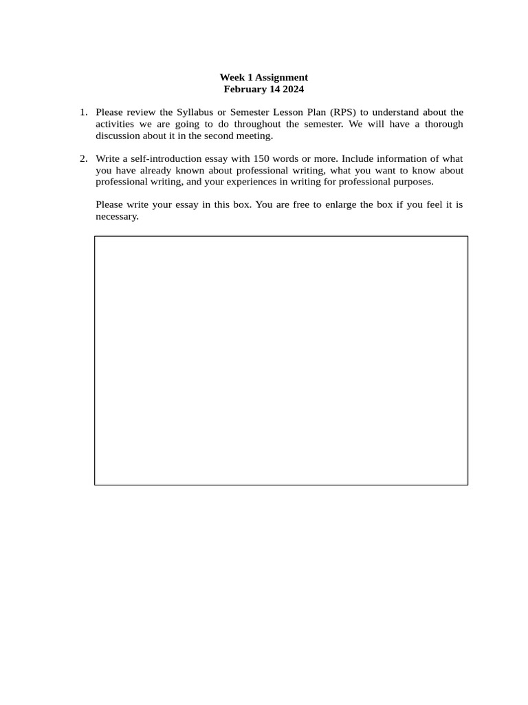 Assignment Prof Writing Week 1 | PDF