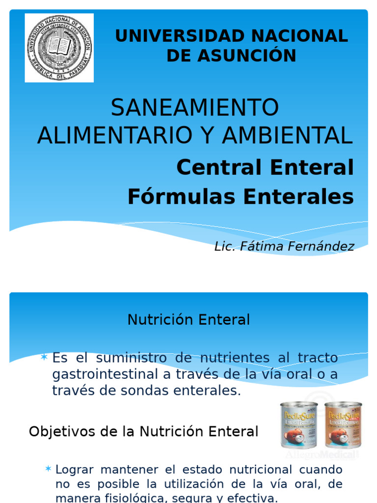Clase 7.2 CENTRAL ENTERAL DE FORMULAS ENTERALES | PDF | Nutrición ...
