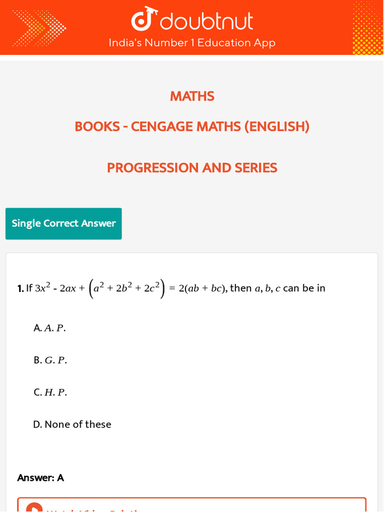 Doubtnut Answers for Progressions | PDF | Numbers | Mean