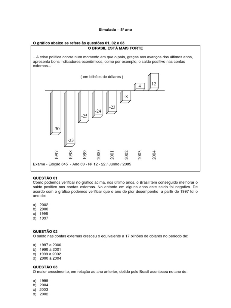 Simulado matemática 8º ano
