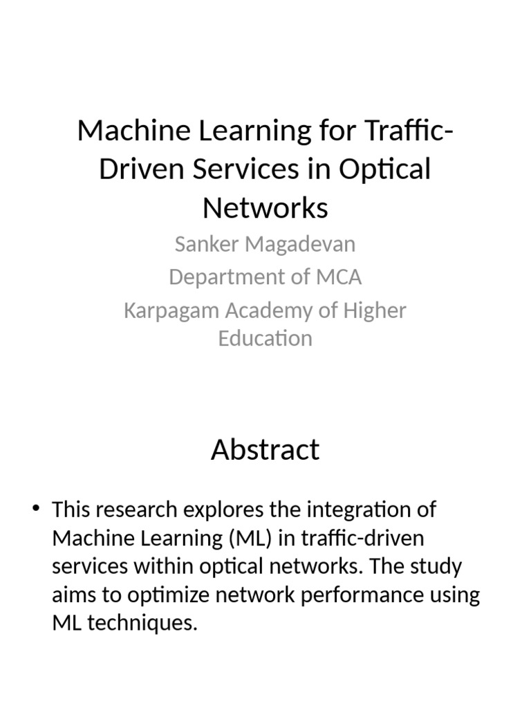 ML Optimization for Optical Networks | PDF