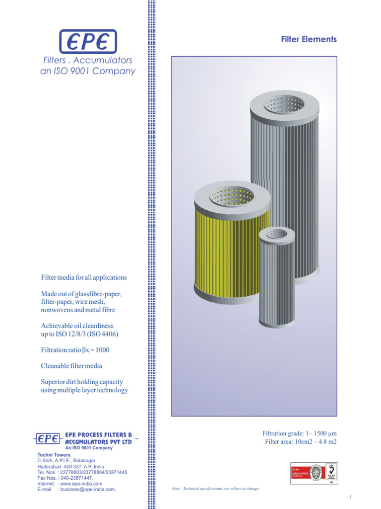 Filter Elements EPE | PDF | Filtration | Water