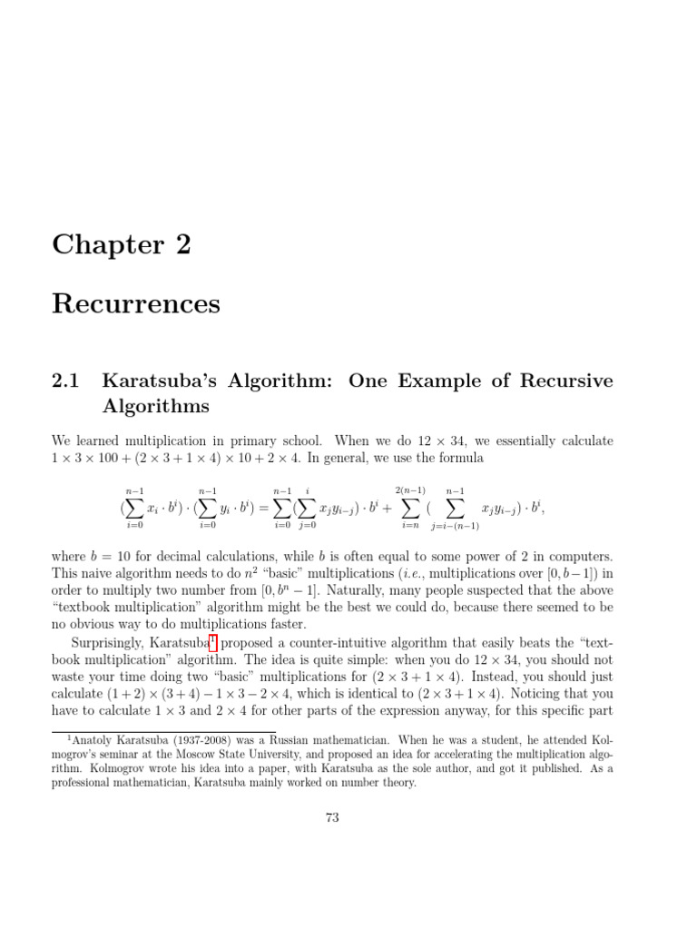 Karatsuba Algorithm and Recurrences | PDF | Recurrence Relation ...