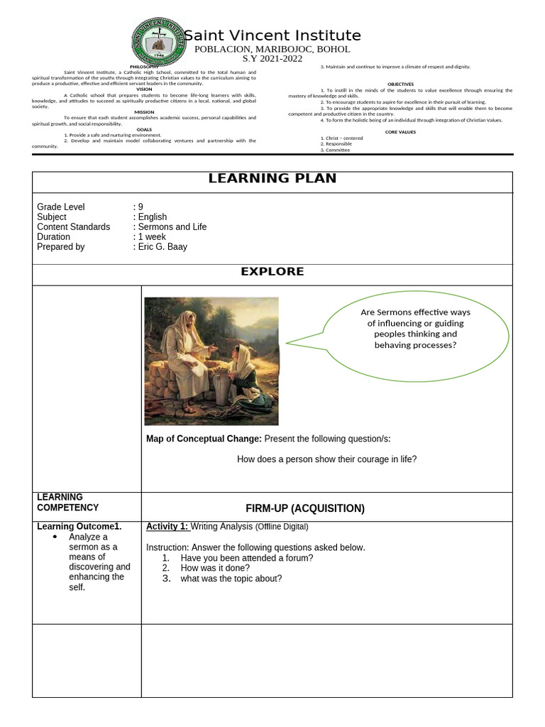Lesson 4 Sermons and Life Q1 | PDF | Sermon | Learning