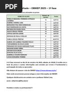 Classificados - 2 Fase Obmep 2025 | PDF