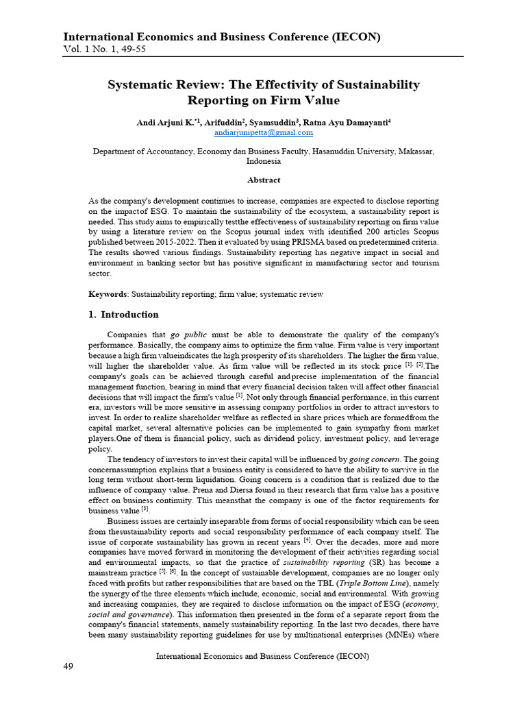 Effectivity of Sustainability Reporting | PDF | Systematic Review ...