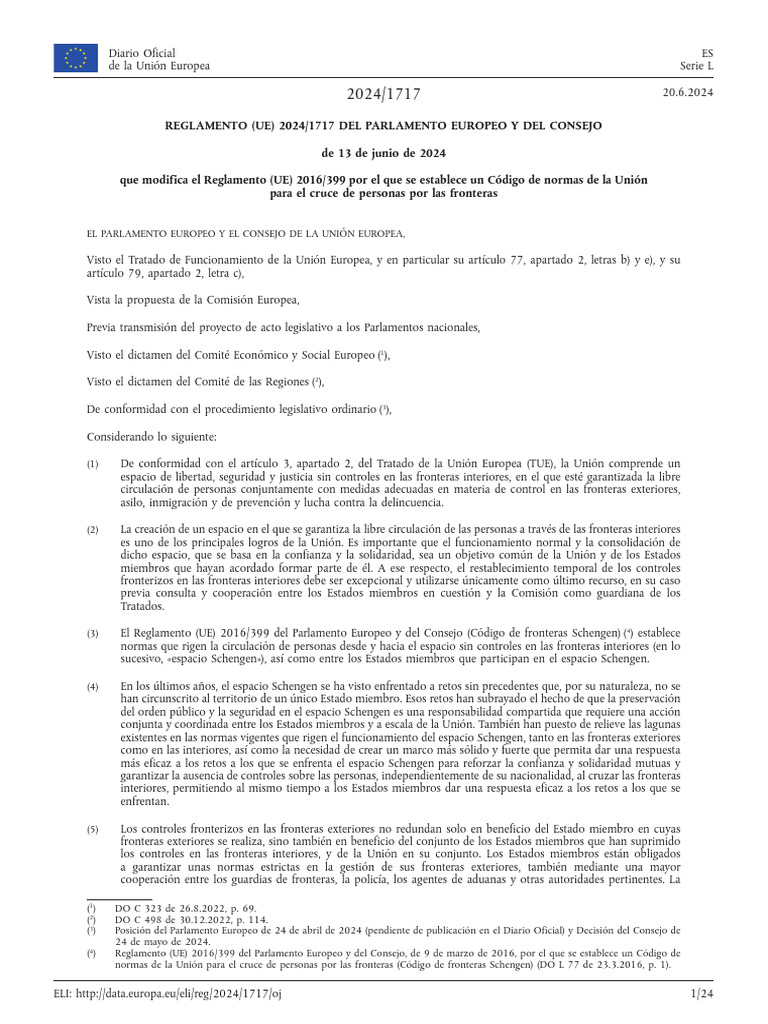 Reglamento (Ue) 2024-1717 Del Parlamento Europeo y Del Consejo | PDF ...