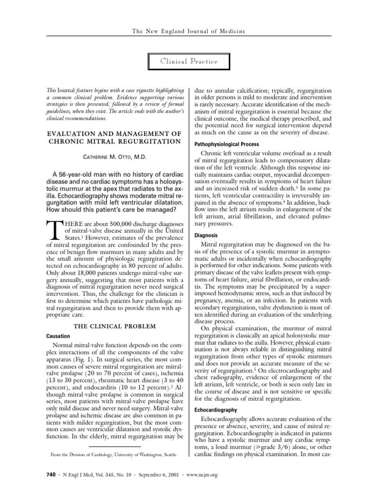 Nejm Chronic MR | PDF | Medical Specialties | Clinical Medicine